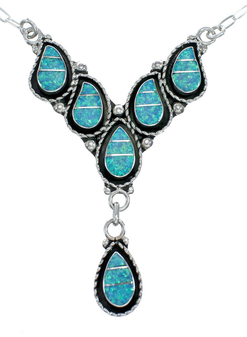Zuni Sterling Silver & Opal Inlay Necklace Set SN20303